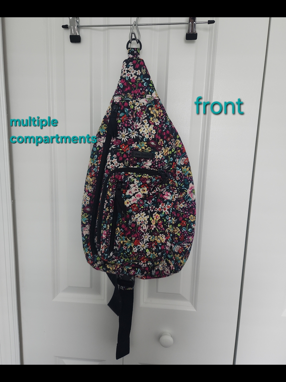 Vera Bradley Black Multi Floral Sling Backpack